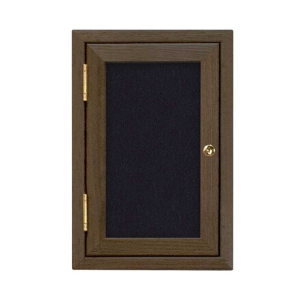 Single Door Enclosed Radius EZ Tack Board,24x36,Header,Gold/Green